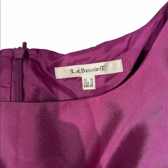 L.K. Bennett Silk Wool Purple Shift Sheath Dress - Picture 13 of 16